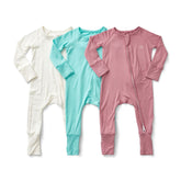 Spandex Zipper Sleepsuit- White/Sky/Lilac